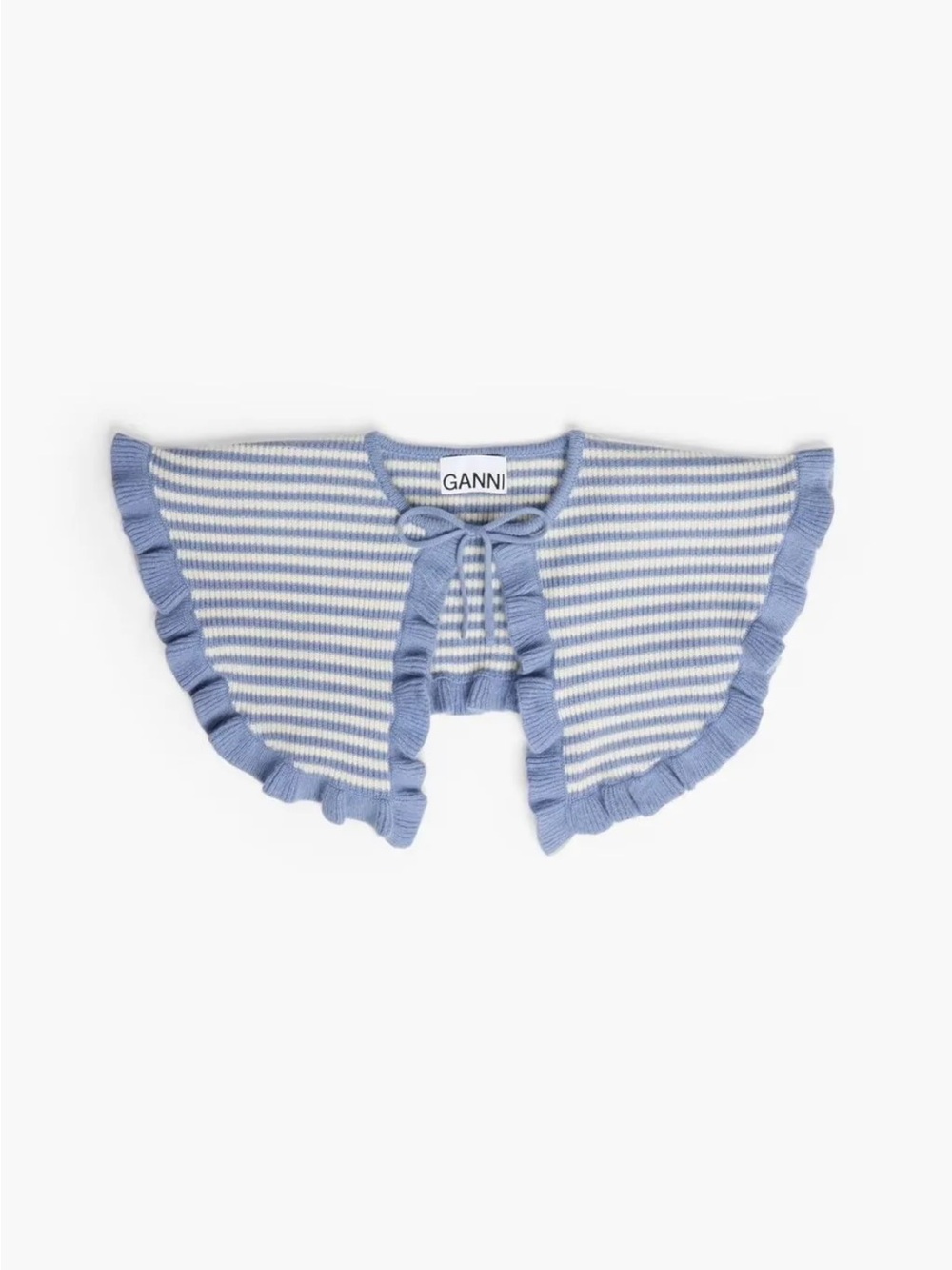NWT Ganni Blue and White Striped Knit Cashmere & Wool Collar - Picture 6 of 6